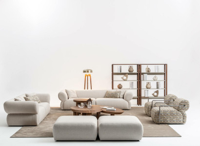 6-piece sofa set living landscape, seat, stool, living room set, modern design